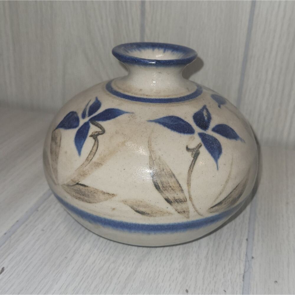 Vintage Handmade Floral Art Pottery Stoneware Flower Vase Heritage Boho - Picture 4 of 5